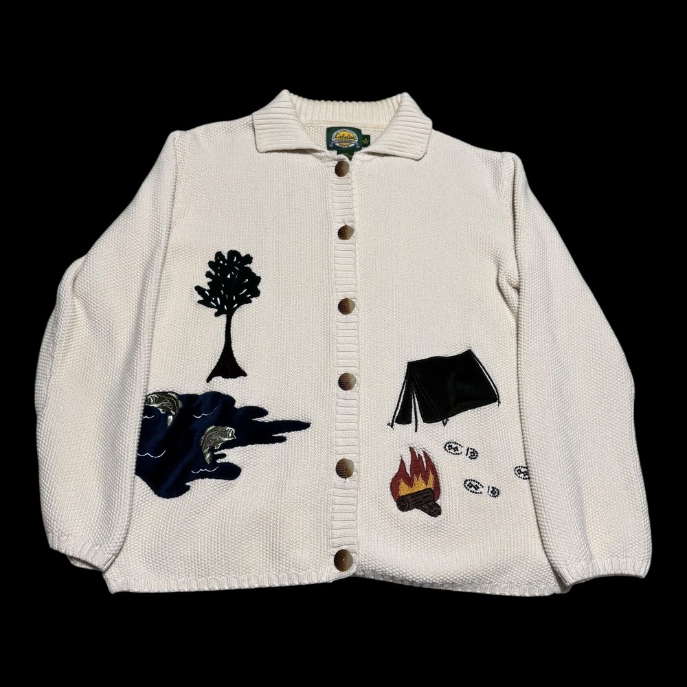Cabela's for Women Campfire‎ Camping Embroidered Cardigan Sweater Women's Medium